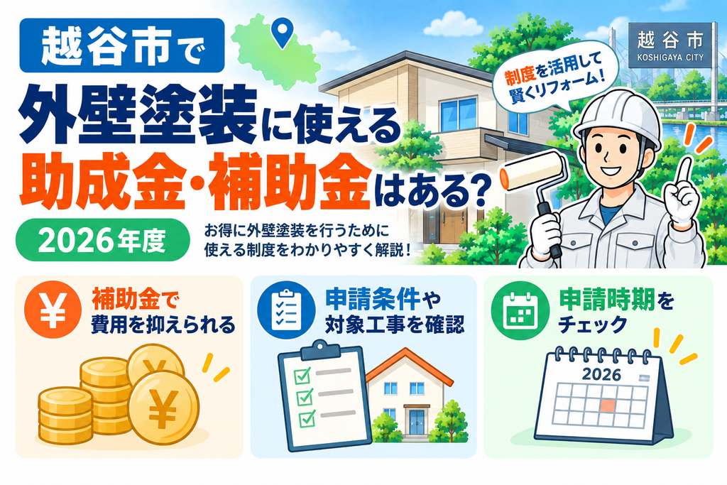 越谷市で外壁塗装に使える助成金・補助金はある？【2026年度】