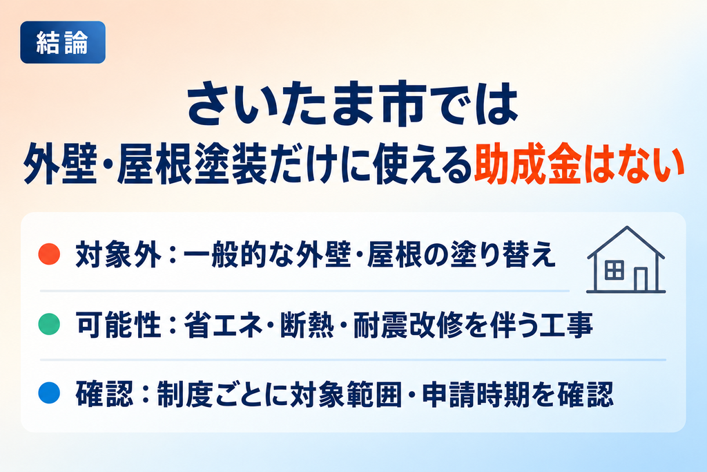 さいたま市には外壁塗装だけに使える助成金・補助金はない