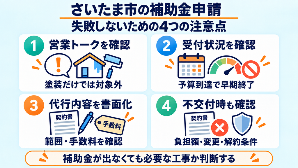 さいたま市の助成金・補助金申請で失敗しないための注意点