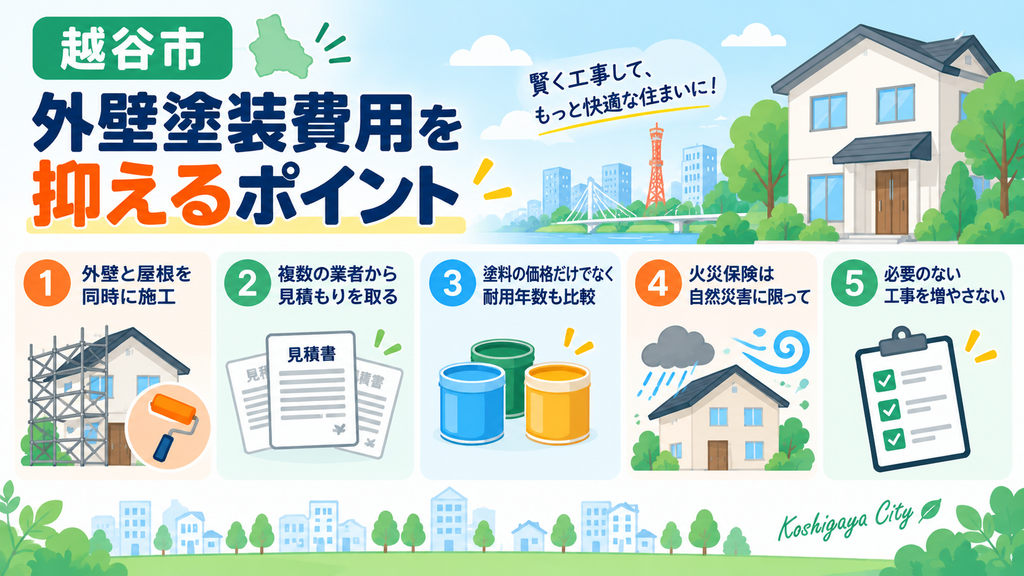 越谷市で外壁塗装費用を抑えるポイント