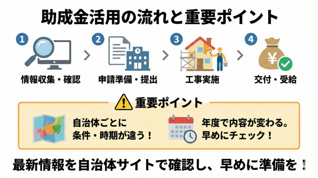 外壁塗装で助成金は本当にある？ 制度の基本と現状図解
