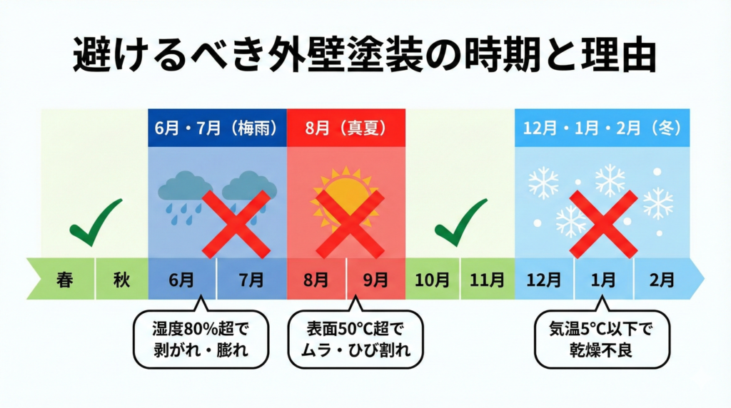 外壁塗装にふさわしくない月図解