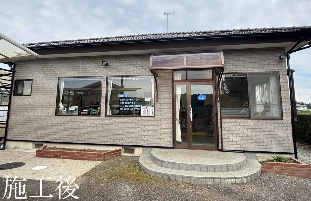 阿見町の美容室の外壁意匠塗装の施工事例