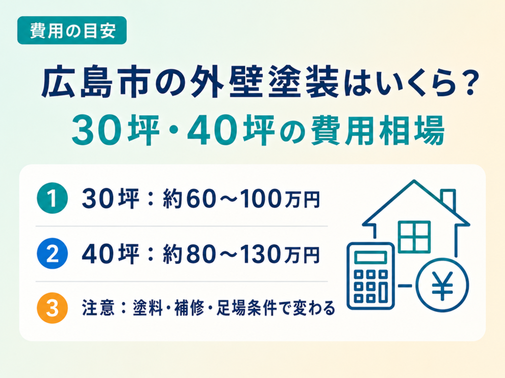 広島市の外壁塗装はいくら？30坪・40坪の費用相場
