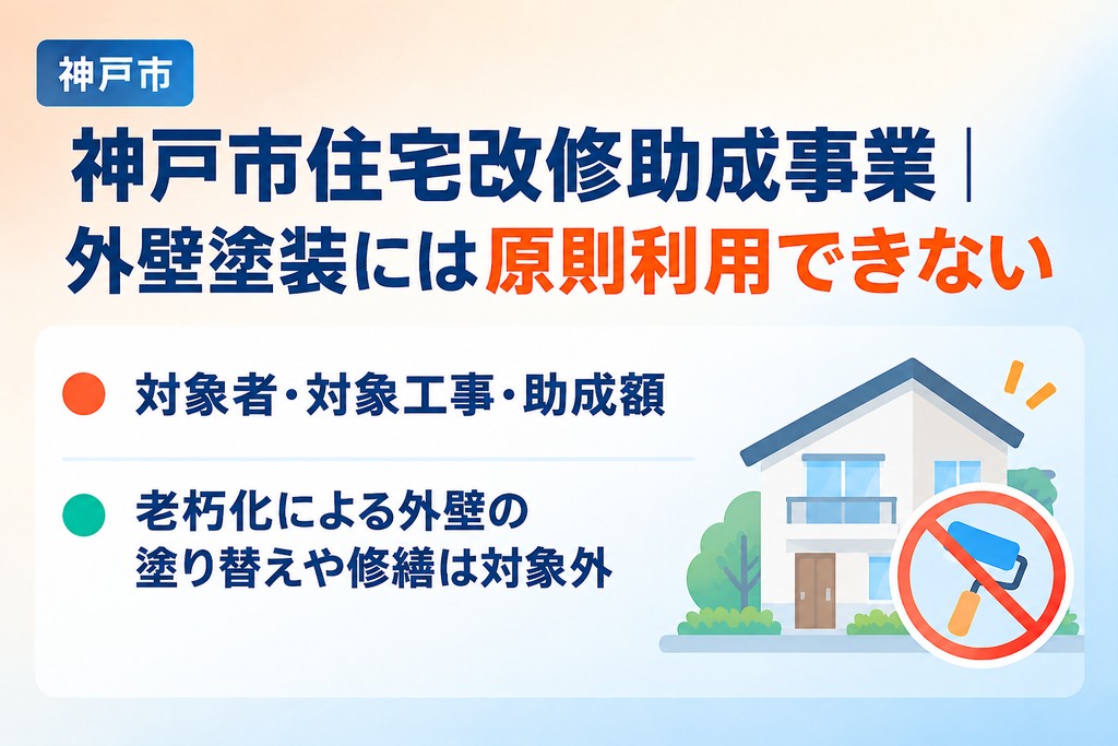 神戸市住宅改修助成事業｜外壁塗装には原則利用できない