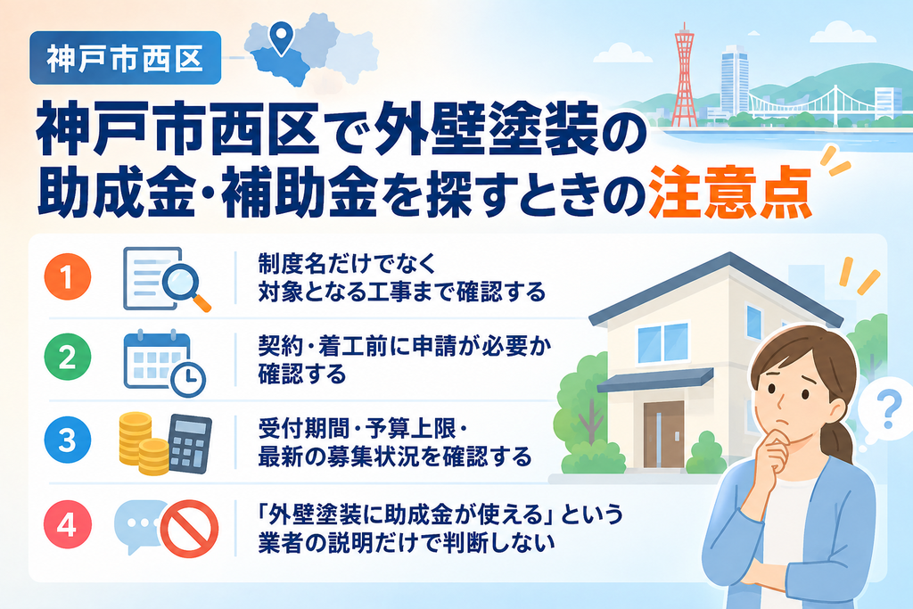 神戸市西区で外壁塗装の助成金・補助金を探すときの注意点