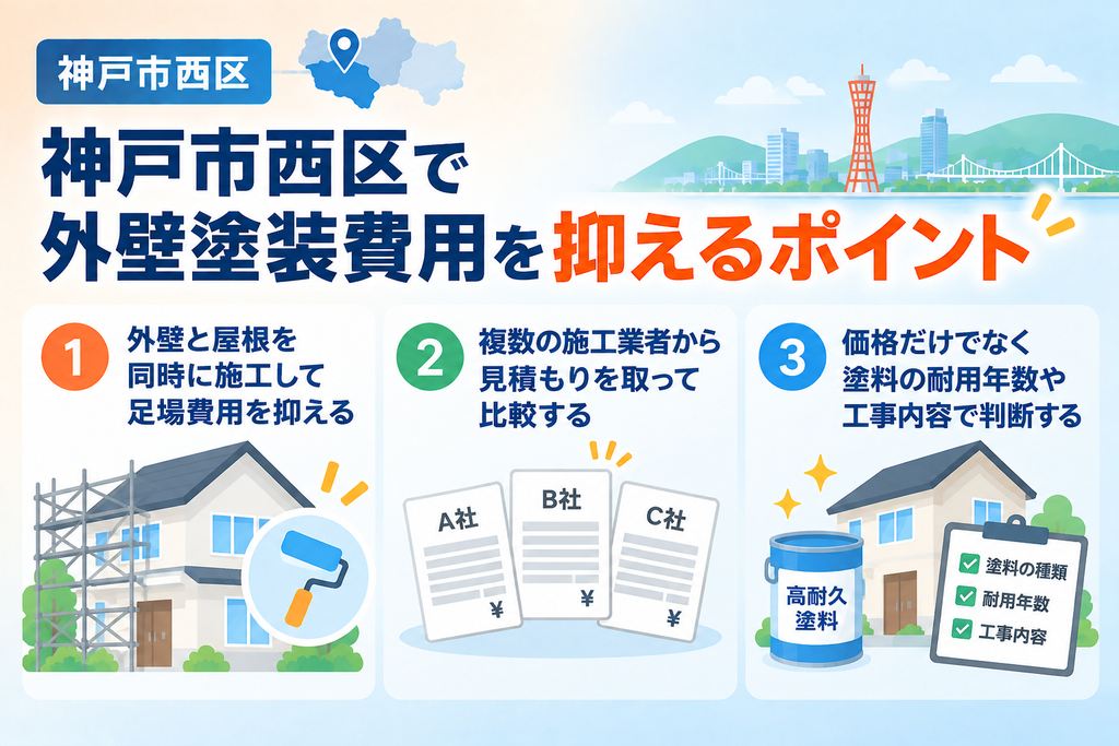 神戸市西区で外壁塗装費用を抑えるポイント