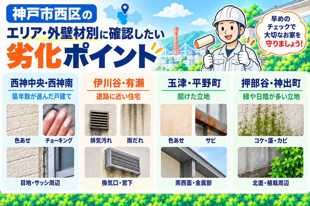 神戸市西区のエリア・外壁材別に確認したい劣化ポイント