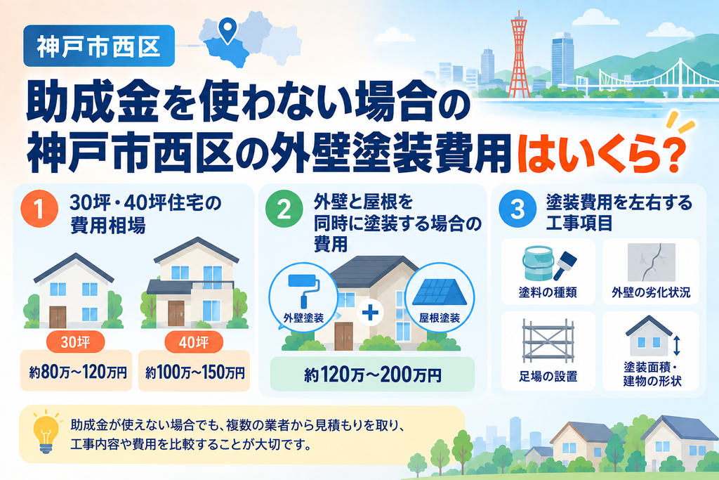 助成金を使わない場合の神戸市西区の外壁塗装費用はいくら？