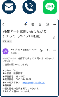 御社に直接問い合わせが届いている画面。